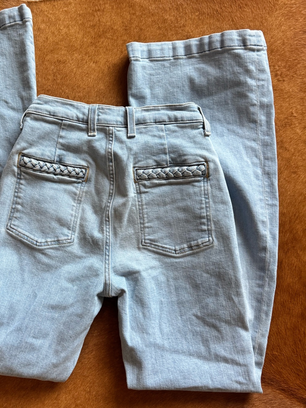 7 For all Mankind Georgia Light Wash Women's Jeans with Braided Pocket Detail - Picture 3 of 6